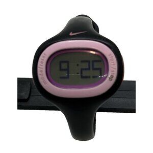 Nike Kids Athletic Watch 89N Black Pink Rubber Stainless Steel Case H2O Resist